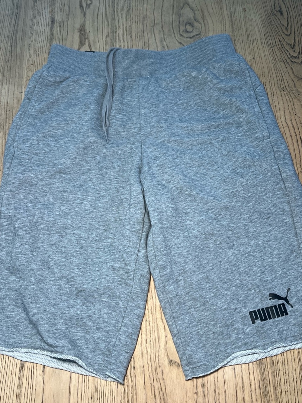 Puma Gray Heather Athletic Drawstring Shorts with Logo
